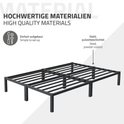 Cadre de lit en acier sommier à lattes anthracite chambre à coucher 140 x 200 cm