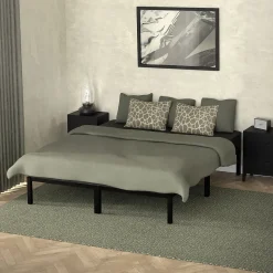 Cadre de lit en acier sommier à lattes noir moderne chambre à coucher 160x200 cm