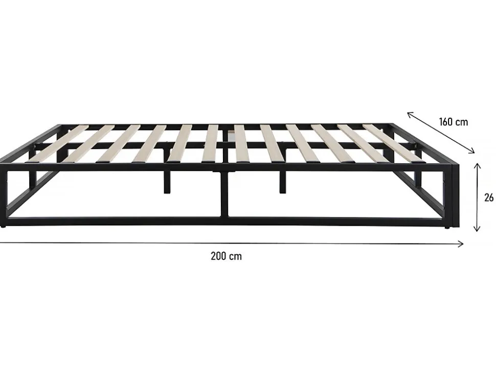 Cadre de lit en métal 160 x 200 cm - Noir