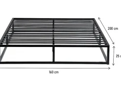 Cadre de lit en métal 160 x 200 cm - Noir