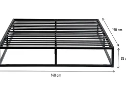 Cadre de lit en métal 140 x 190 - Noir