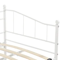 Cadre de Lit Gigogne en Métal Skutskär Blanc 90x200cm en.casa