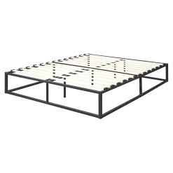 Cadre de Lit Kreta Métallique avec Sommier à Lattes 160x200 cm Noir en.casa
