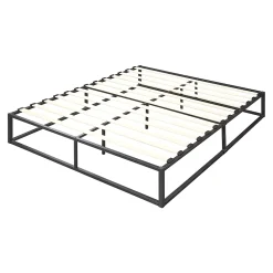 Cadre de Lit Kreta Métallique avec Sommier à Lattes 160x200 cm Noir en.casa