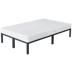 Cadre de lit métal anthracite matelas H:16 cm sommier à lattes intégré 120x200cm