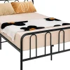 Cadre de Lit Métallique 5H cm Châssis de Lit de Taille Complète Style élégante et Minimaliste Charge 300 KG