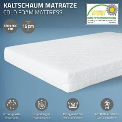 Cadre de lit noir en métal 120x200cm avec sommier à lattes matelas H:16 cm