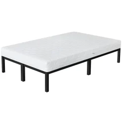 Cadre de lit noir en métal 120x200cm avec sommier à lattes matelas H:16 cm