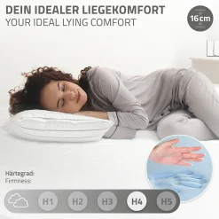 Cadre de lit noir en métal 120x200cm avec sommier à lattes matelas H:16 cm