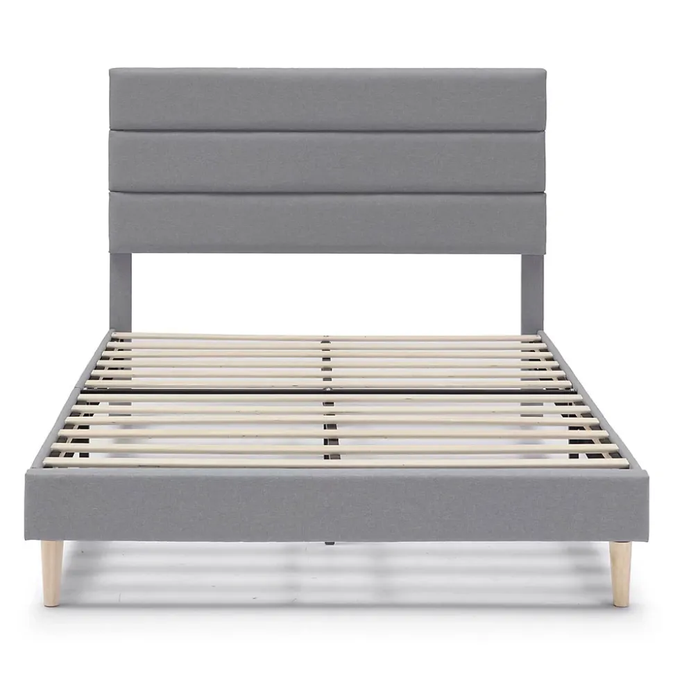 Cadre de lit plateforme Aroma capitonné 30 cm, 150x190 cm, Gris clair