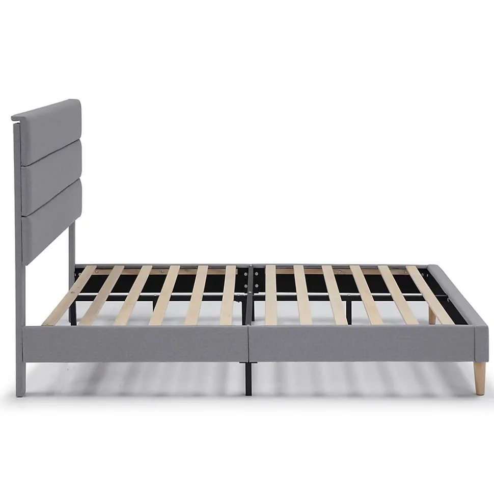 Cadre de lit plateforme Aroma capitonné 30 cm, 150x190 cm, Gris clair