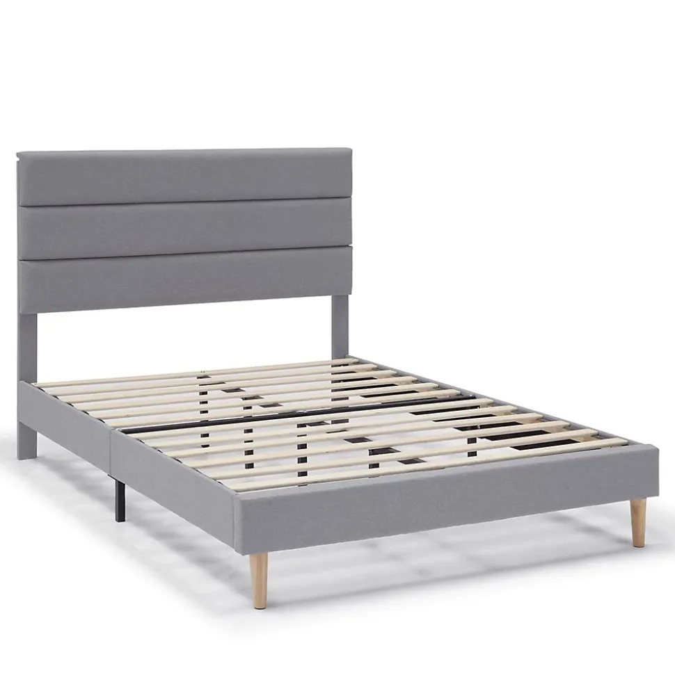 Cadre de lit plateforme Aroma capitonné 30 cm, 150x190 cm, Gris clair