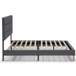 Cadre de lit plateforme Aroma capitonné 30 cm, 90x190 cm, Gris foncé