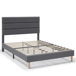 Cadre de lit plateforme Aroma capitonné 30 cm, 150x190 cm, Gris foncé