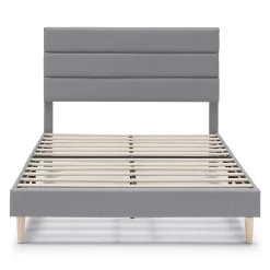 Cadre de lit plateforme Aroma capitonné 30 cm, 140x190 cm, Gris clair