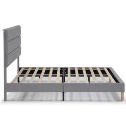 Cadre de lit plateforme Aroma capitonné 30 cm, 140x190 cm, Gris clair