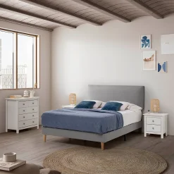 Cadre de lit rembourré Lauren 30 cm, 150 x 190 cm, Gris clair