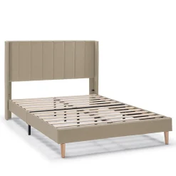 Cadre de lit rembourré Noelia 30 cm, 90x190 cm, Beige