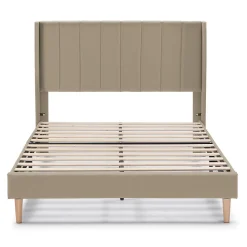 Cadre de lit rembourré Noelia 30 cm, 90x190 cm, Beige