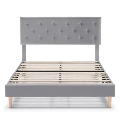 Cadre de lit rembourré Rosi 30 cm, 90x190 cm, Gris clair