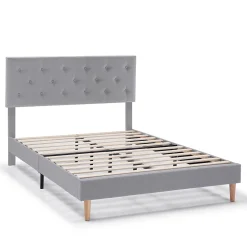 Cadre de lit rembourré Rosi 30 cm, 90x190 cm, Gris clair