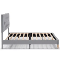Cadre de lit rembourré Rosi 30 cm, 90x190 cm, Gris clair
