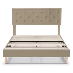 Cadre de lit rembourré Rosi 30 cm, 90x190 cm, Beige