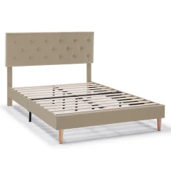 Cadre de lit rembourré Rosi 30 cm, 90x190 cm, Beige