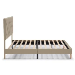 Cadre de lit rembourré Rosi 30 cm, 90x190 cm, Beige