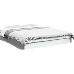 Cadre de lit sans matelas blanc 160x200 cm bois d ingénierie
