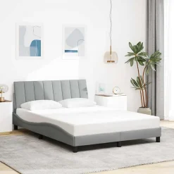 Cadre de lit sans matelas Hanko gris clair 120x200 cm tissu vidaXL