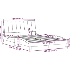 Cadre de lit sans matelas Hanko gris clair 120x200 cm tissu vidaXL