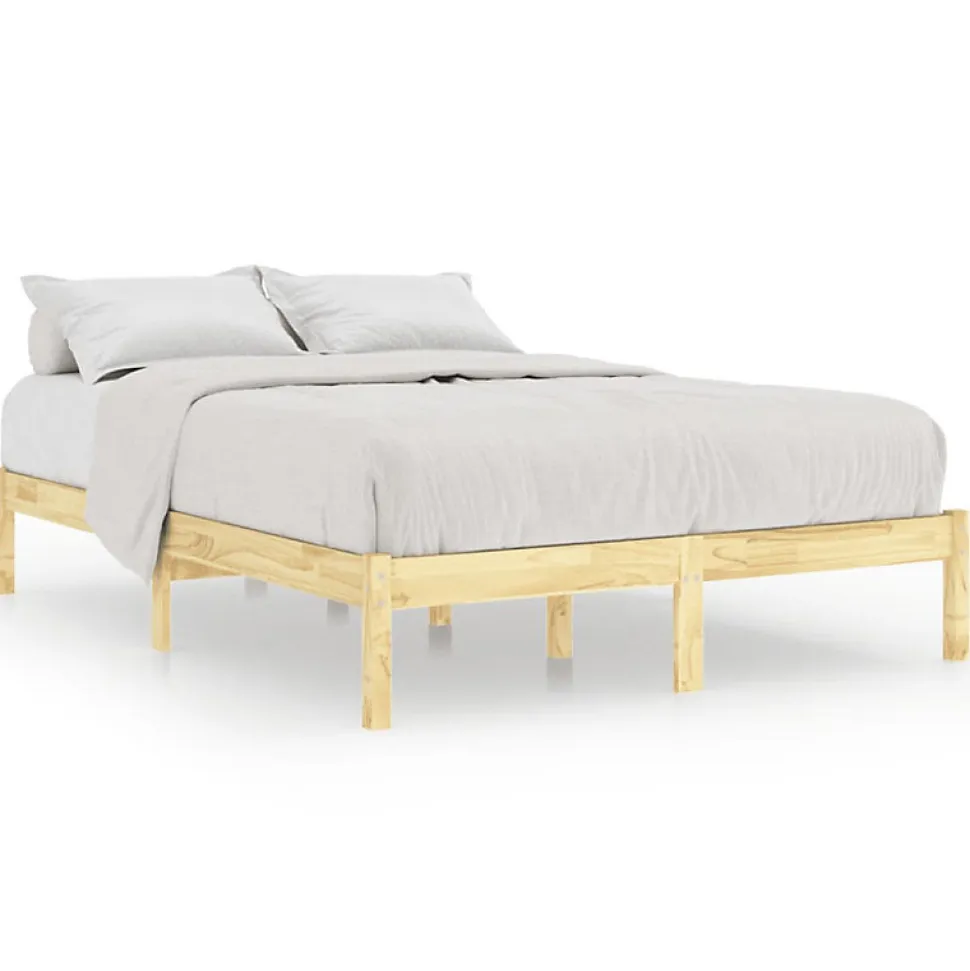 Cadre de lit sans matelas bois massif 140x190 cm