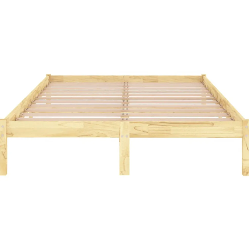 Cadre de lit sans matelas bois massif 140x190 cm