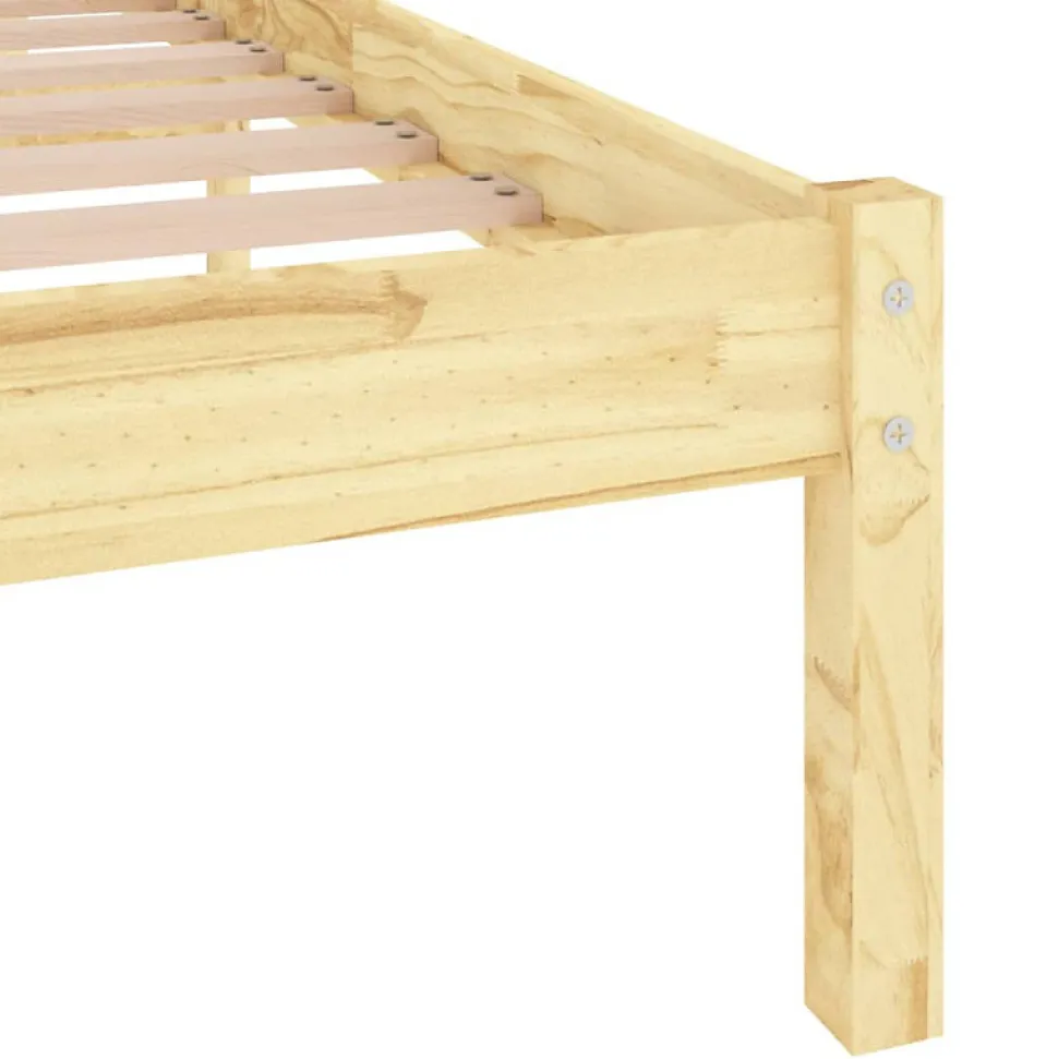 Cadre de lit sans matelas bois massif 140x190 cm