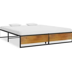 Cadre de lit sans matelas noir métal 160x200 cm