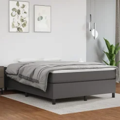 Cadre de lit sans matelas gris 140x190 cm similicuir