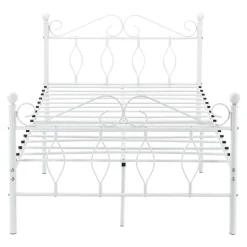 Cadre de Lit Simple Apolda en Métal 120 x 200 cm Blanc Mat en.casa