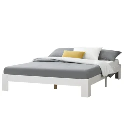 Cadre de Lit Simple en Pin 120 x 200 cm Blanc en.casa