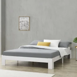 Cadre de Lit Simple en Pin 120 x 200 cm Blanc en.casa