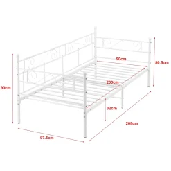 Cadre de Lit Simple Kerava en Métal 90x200 cm Blanc Mat en.casa