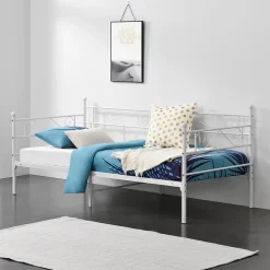 Cadre de Lit Simple Kerava en Métal 90x200 cm Blanc Mat en.casa