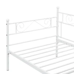 Cadre de Lit Simple Kerava en Métal 90x200 cm Blanc Mat en.casa