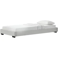 Cadre de Lit Simple Masari Rembourré avec Similicuir Blanc 200 x 90 cm Corium