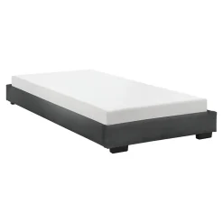 Cadre de Lit Simple Masari Rembourré avec Similicuir Noir 200 x 90 cm Corium