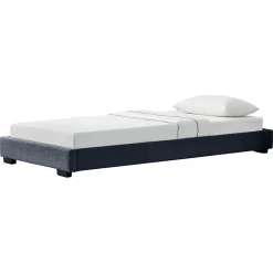 Cadre de Lit Simple Masari Rembourré avec Lin Gris Foncé 200 x 90 cm Corium