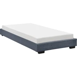 Cadre de Lit Simple Masari Rembourré avec Lin Gris Foncé 200 x 90 cm Corium