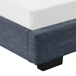 Cadre de Lit Simple Masari Rembourré avec Lin Gris Foncé 200 x 90 cm Corium