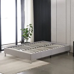 Cadre de lit 160x200cm, Plateforme capitonné 31 cm Sommier,8 Pieds