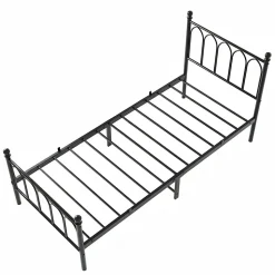 Cadre métal vintage 90x200 cm, rangement sous lit, lattes acier - noir